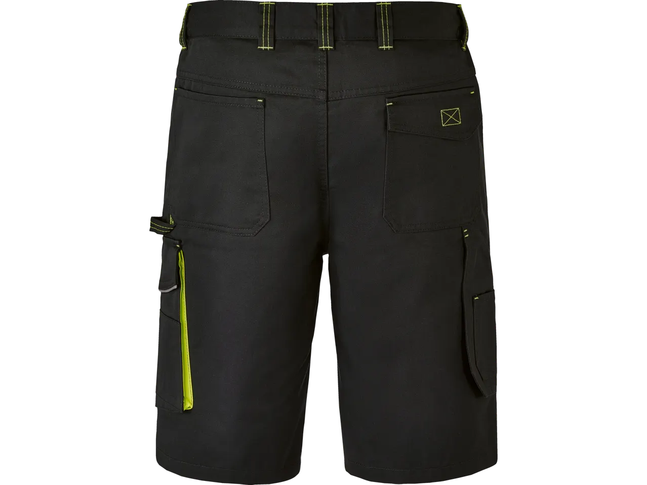 Shorts de trabalho pretos com bolsos.