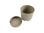 Beige planter and saucer.