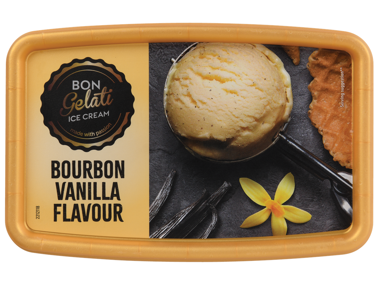 Sorvete Bon Gelati sabor baunilha bourbon.