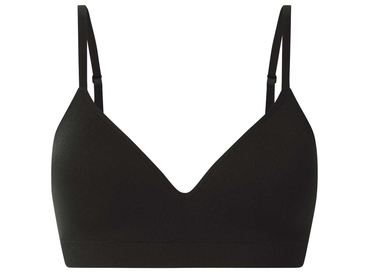 Черен безшевен сутиен с V-образно деколте и тънки презрамки