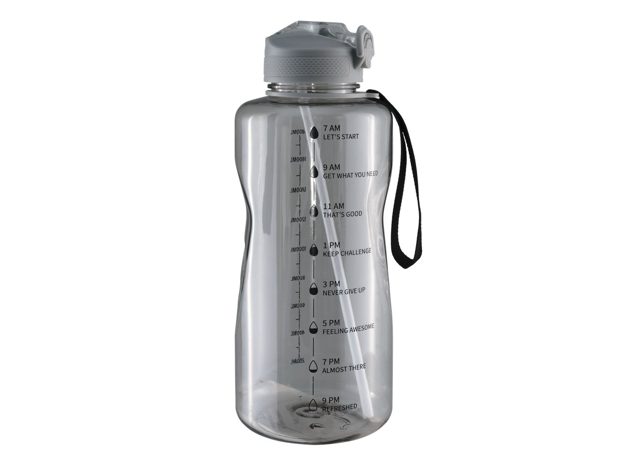 CRIVIT Water Bottle with time markers and motivational phrases