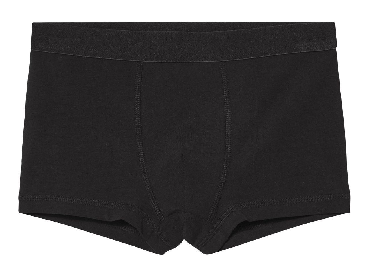 A pair of black men's boxer briefs.