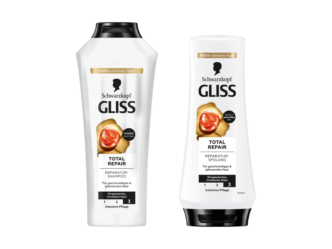 Schwarzkopf Gliss Kur Shampoo und Spülung für strahlendes Haar.