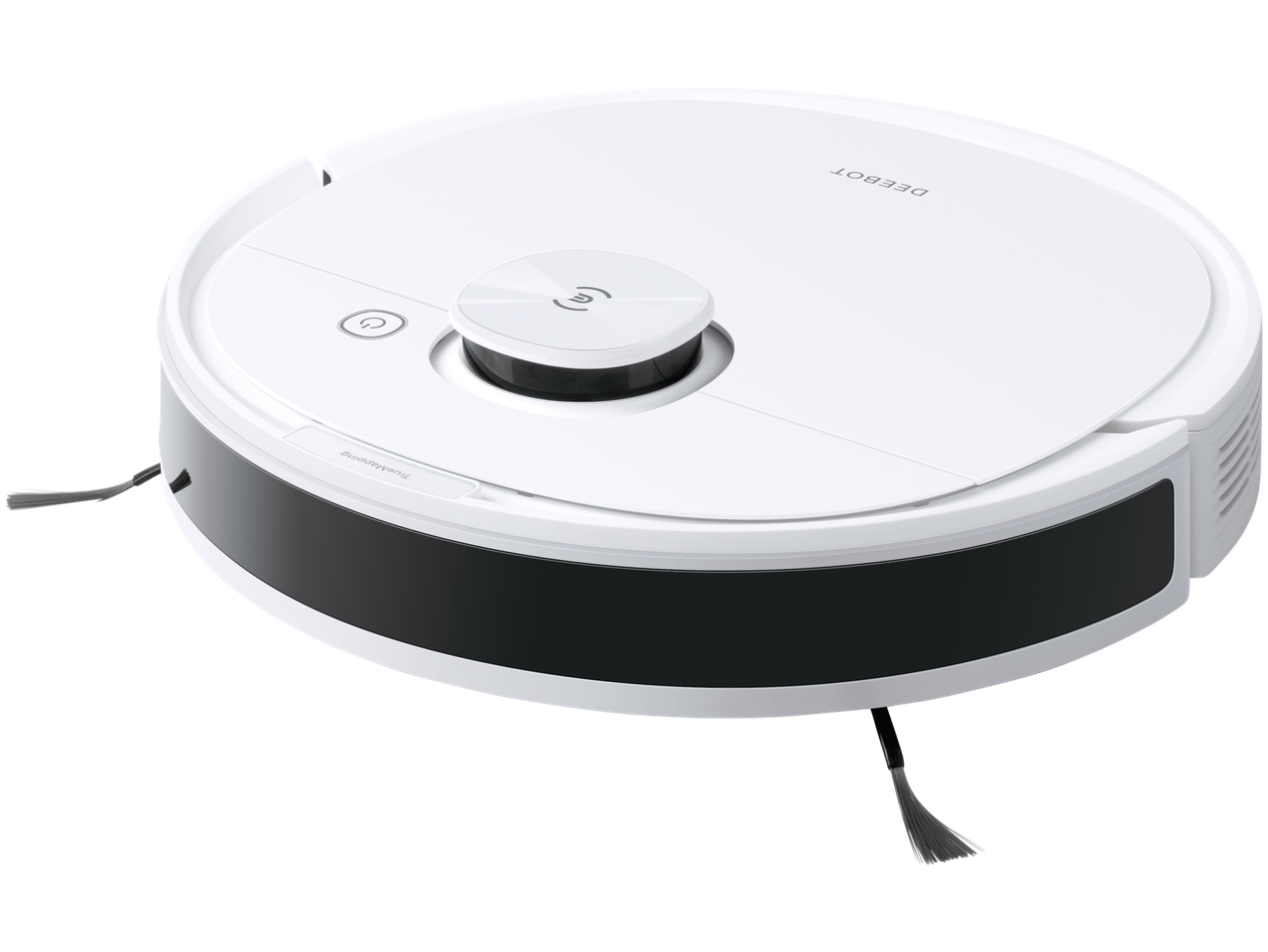 Baltas „Deebot“ robotas-siurblys su „TrueMapping“ technologija.