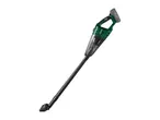 A green and black Parkside cordless stick vacuum cleaner with a long extension.
