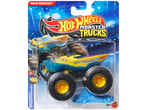 Hot Wheels Monster Trucks Wave Wrecker, geel voertuig met blauwe golven.