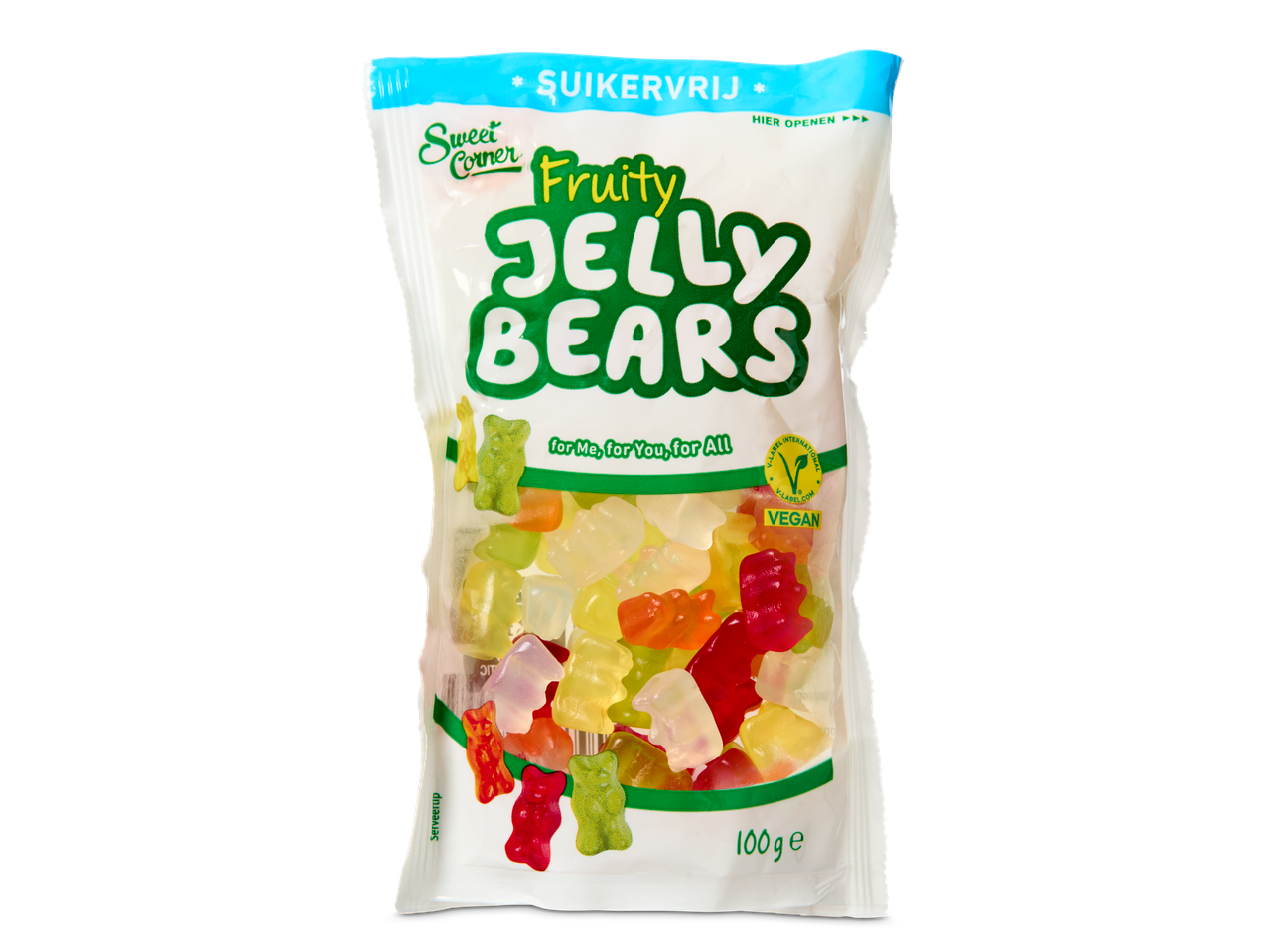 Sweet Corner Fruity Jelly Bears: vegan, suikervrije gummybeertjes.