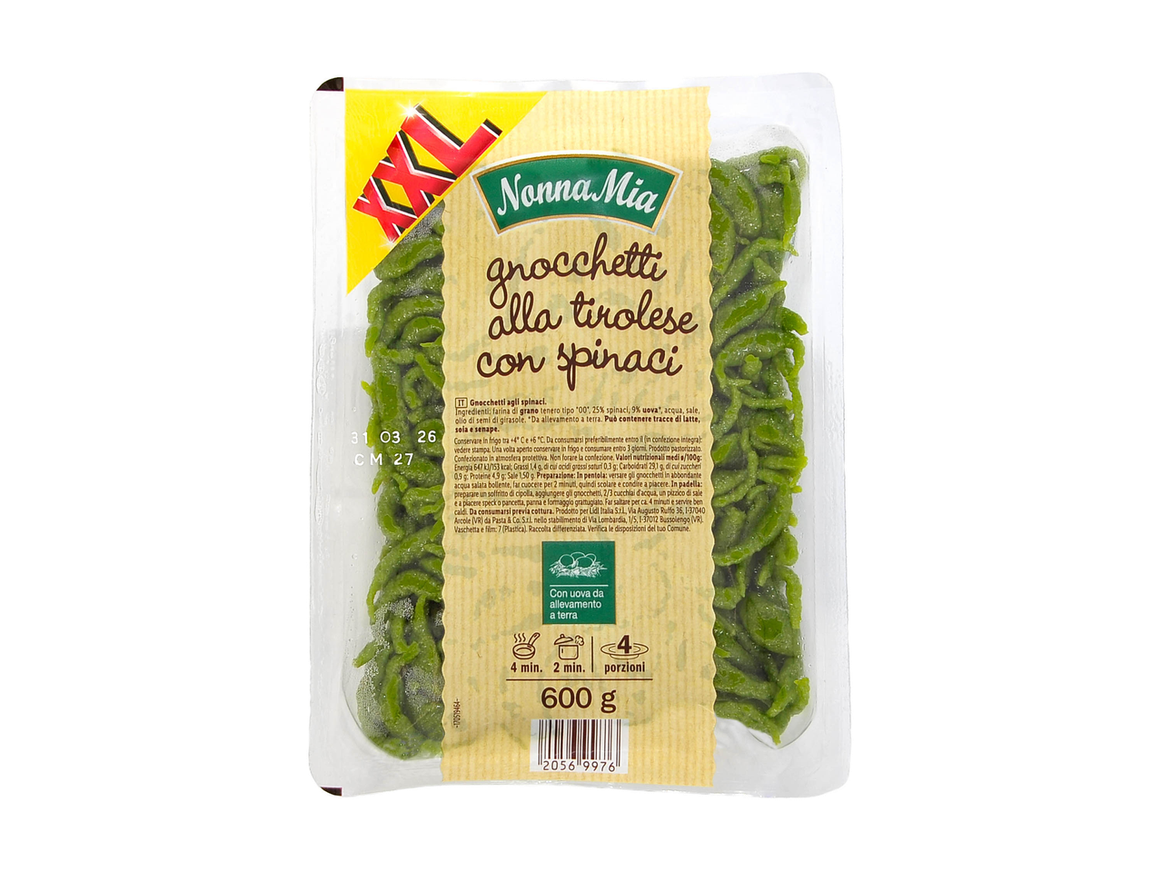 Gnocchetti alla tirolese con spinaci XXL