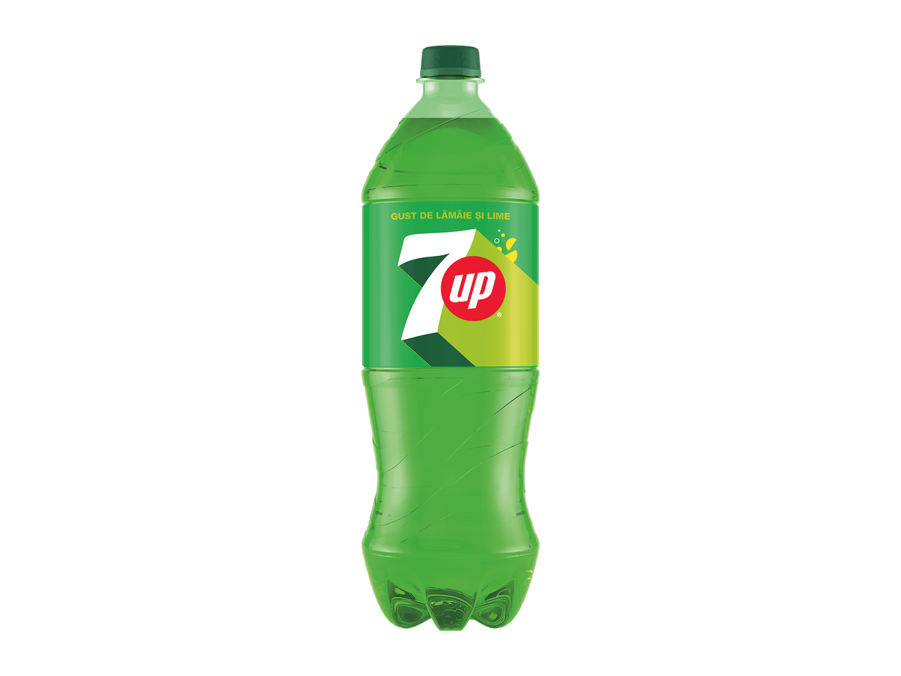 Băutură răcoritoare carbogazoasă cu aromă de lămâie și lime, într-o sticlă verde.