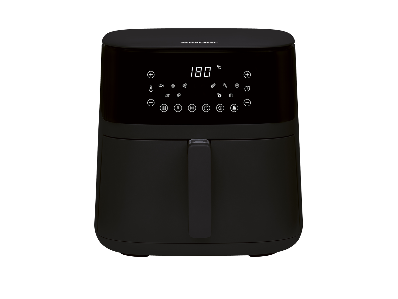 Zwarte Silvercrest airfryer.