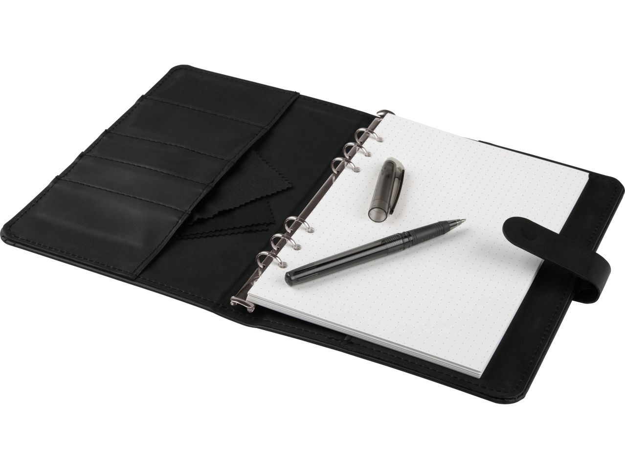 Black Reusable Notebook with a pen.