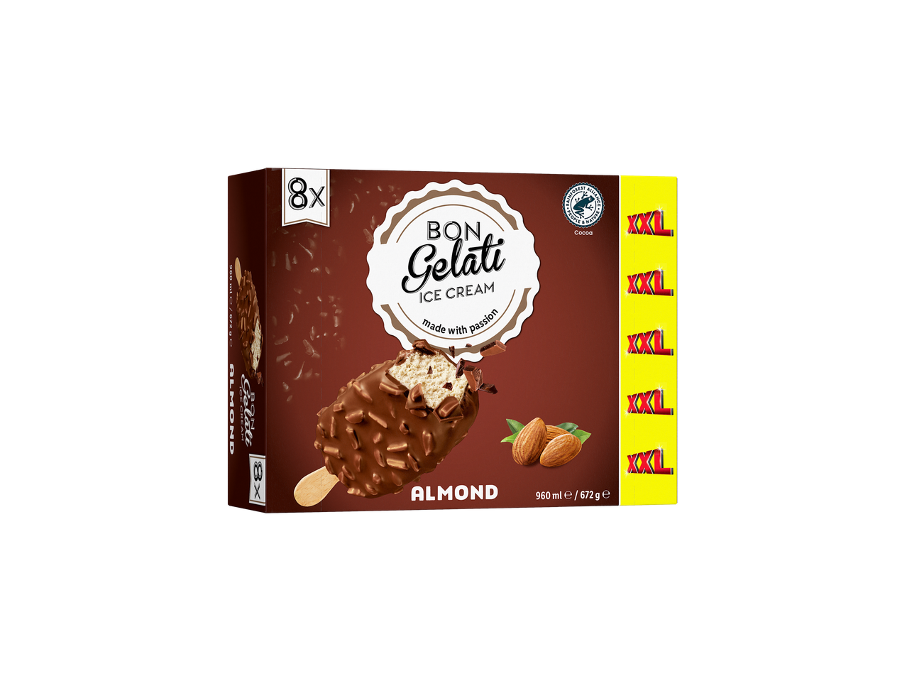 Bon Gelati Almond ice cream multipack, 8 XXL sized bars.