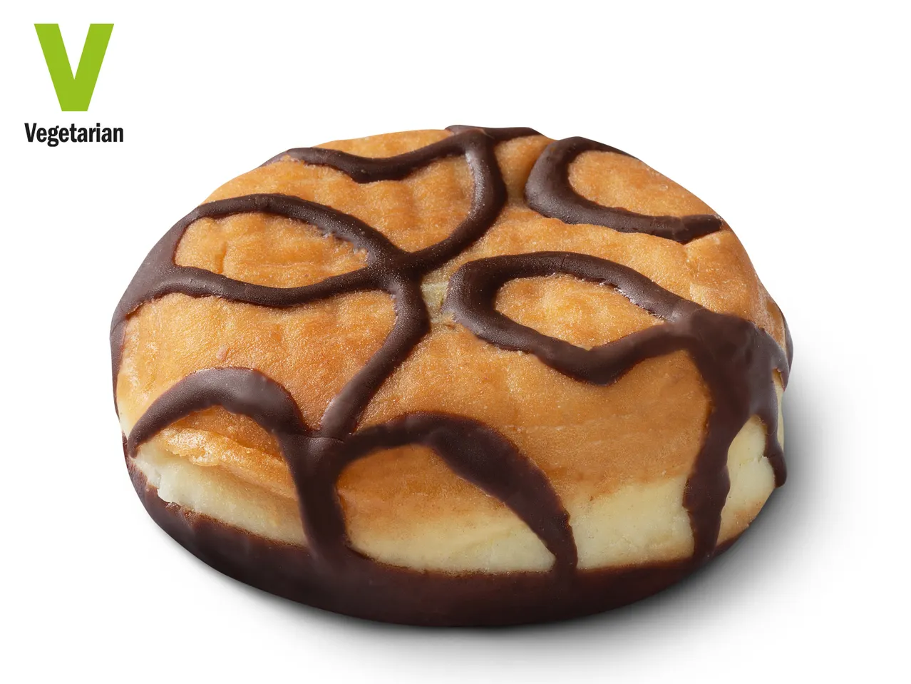 Vegetarian donut with chocolate icing.