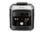 Multi-cooker with digital display showing 180 °C and various cooking modes