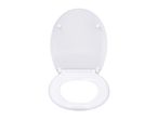 White toilet seat with the lid open, viewed from above.
