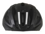 Black bicycle helmet, rear view.