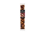 Hazelnut brittle bar in clear packaging with a black label, 100g.