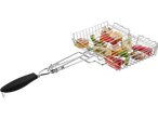 Cesta para grelhar com legumes grelhados.