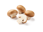 Cogumelos castanhos, um cortado ao meio