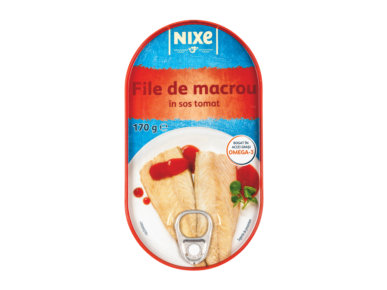 Nixe File de macrou în sos tomat, 170g, bogat în Omega-3.