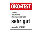 ÖKO-TEST-Siegel für Saskia Naturliches Mineralwasser Still: sehr gut (Ausgabe 07/2025).