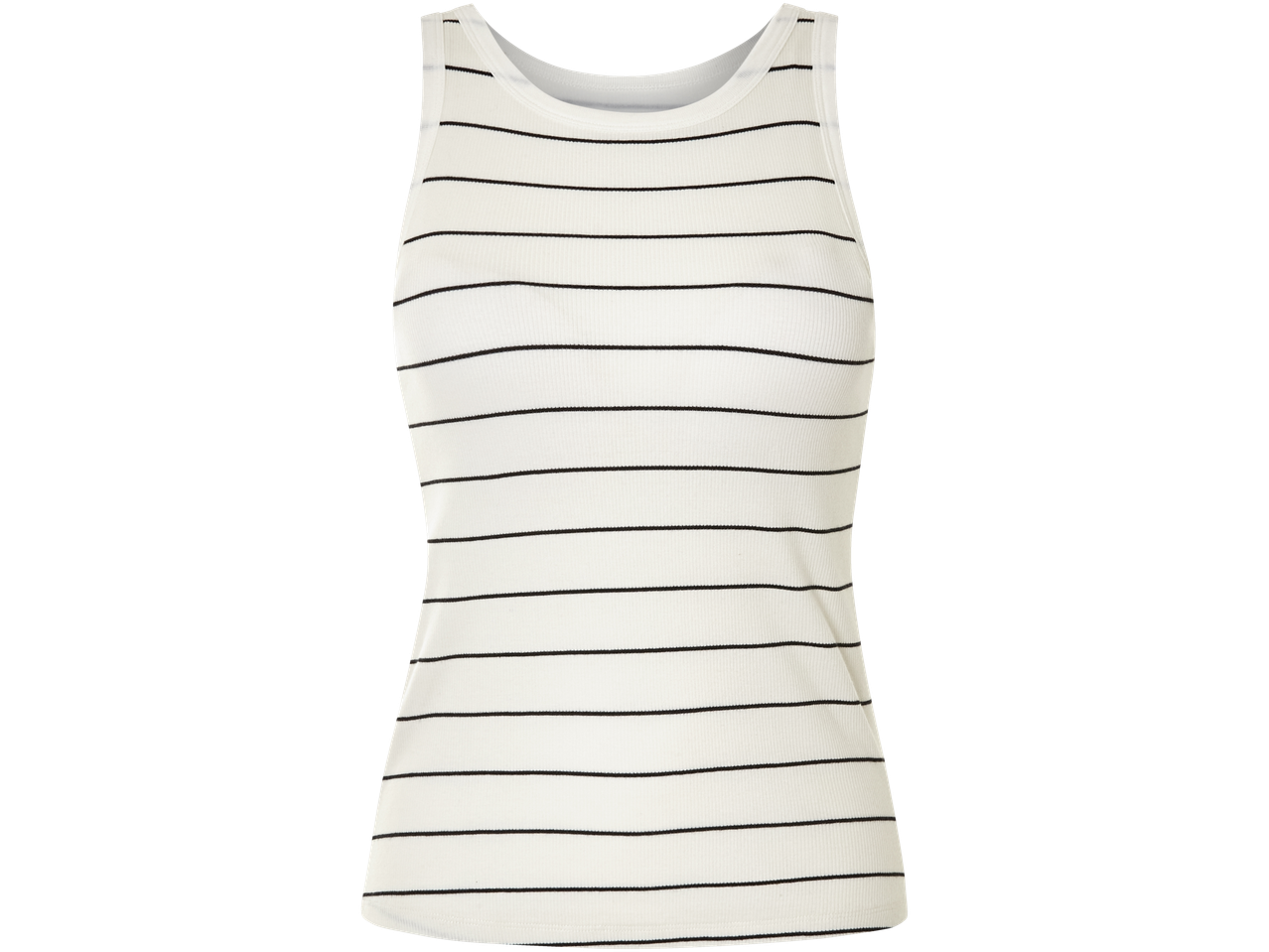 Bijelo-crna prugasti top bez rukava.