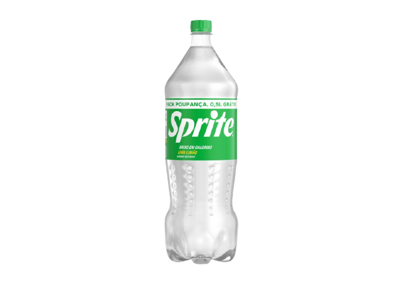 Garrafa de refrigerante de limão e lima com rótulo verde, 0,5L grátis.