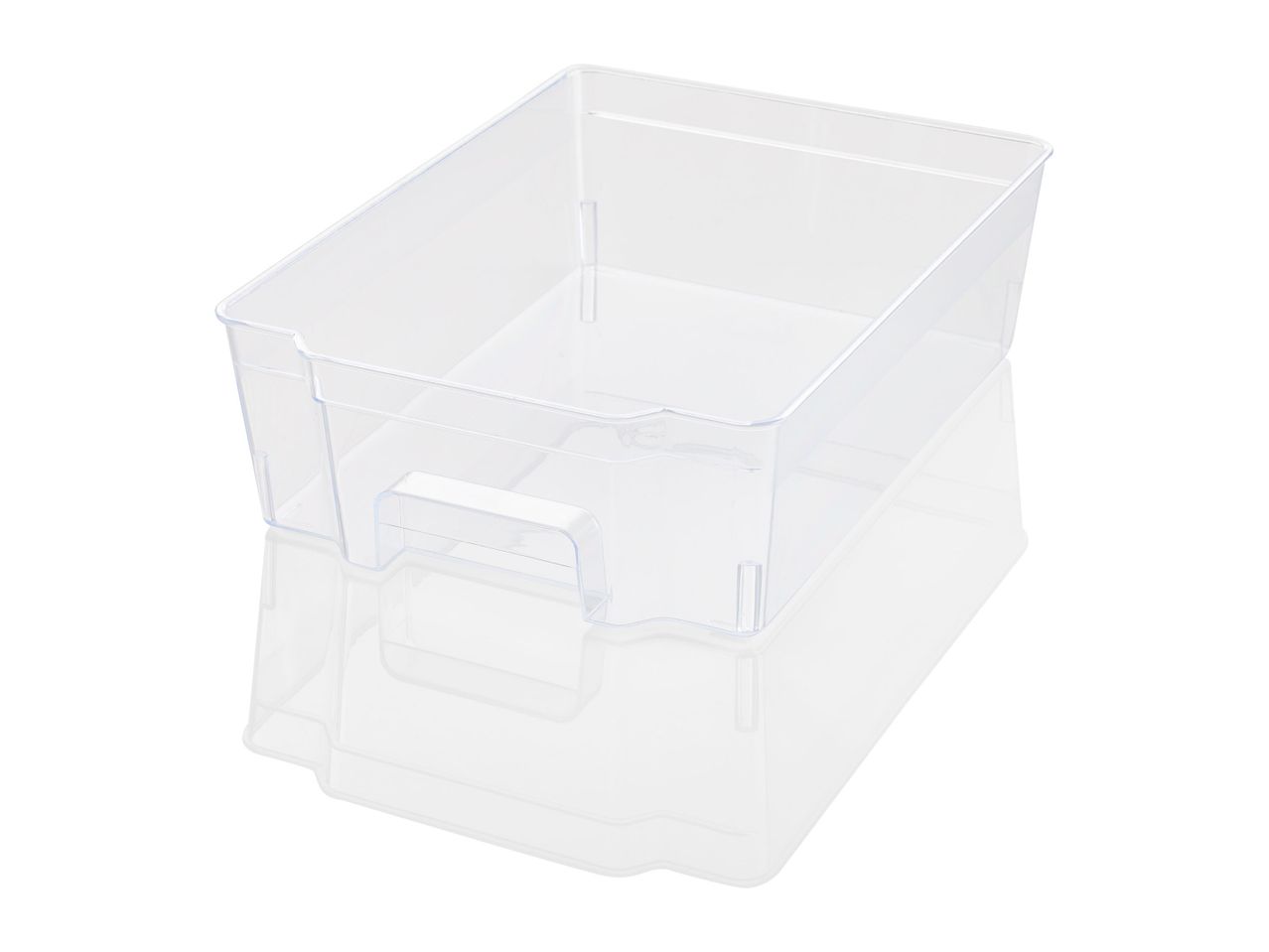 Clear plastic storage container.