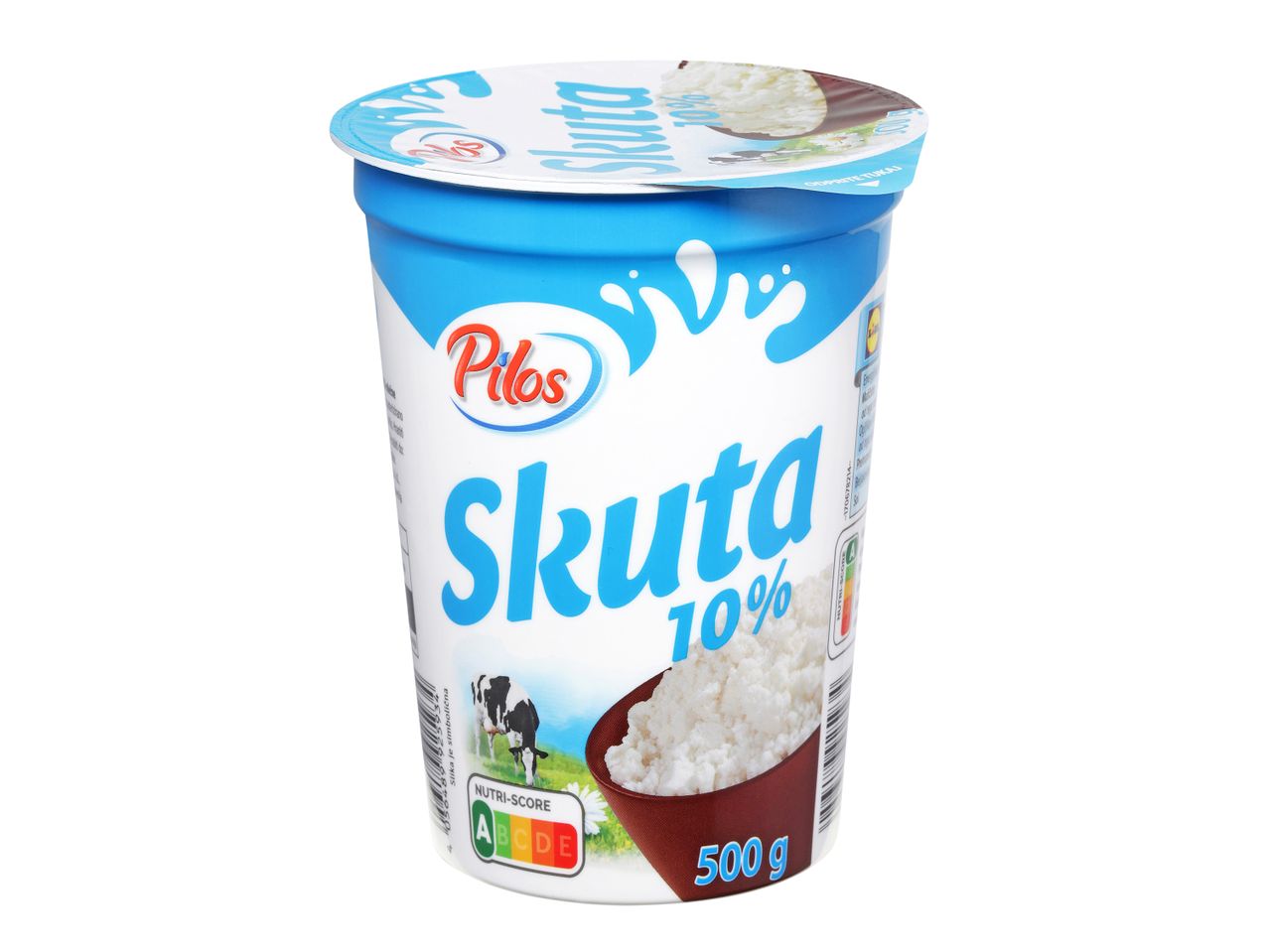 Lonček skute z 10 % maščobe, 500 g, z oznako Nutri-Score A.