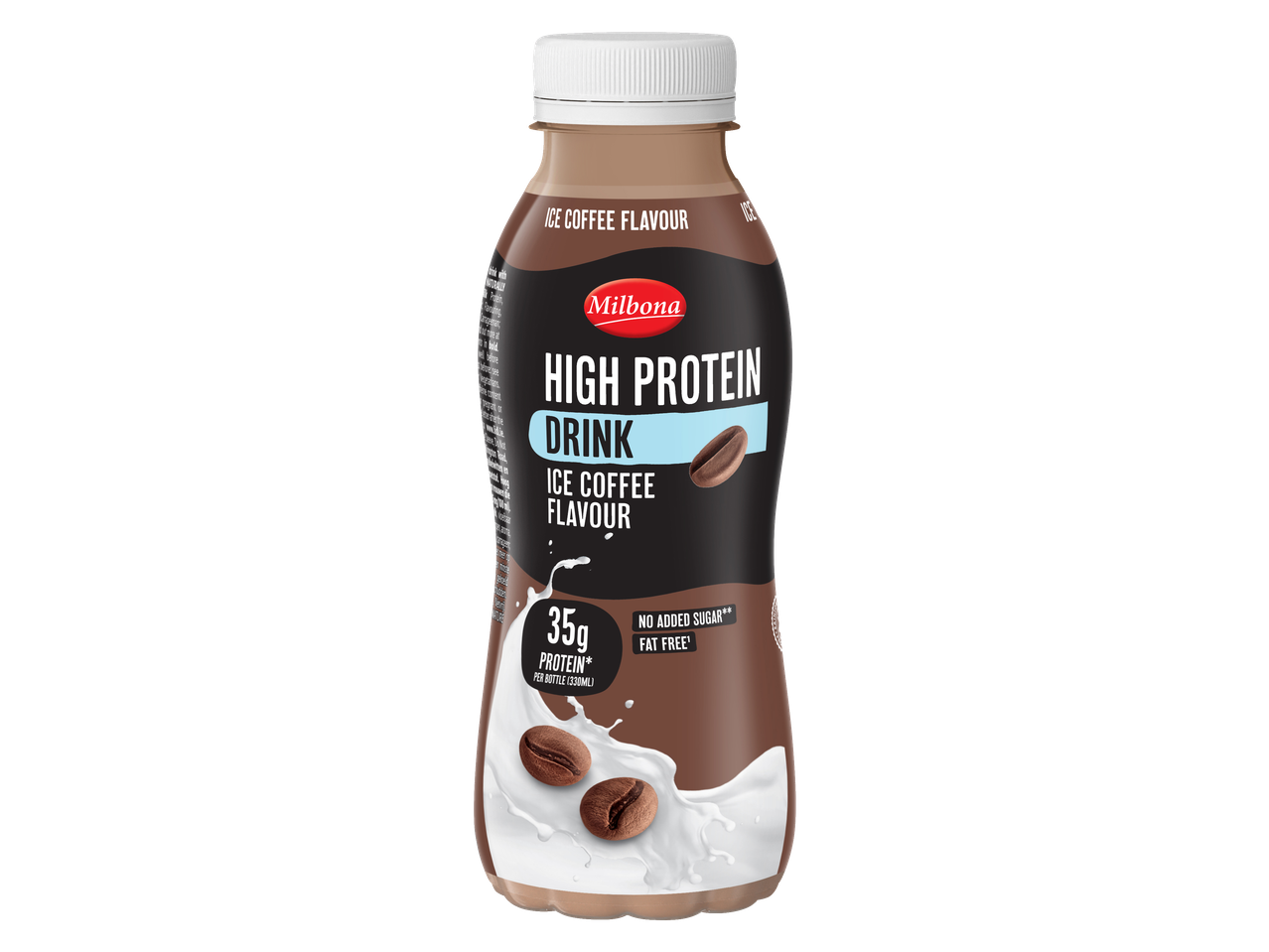 Milbona High Protein IJskoffie Drank met 35g eiwit, zonder toegevoegde suiker, vetvrij