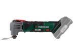 Ferramenta multiusos Parkside X20V Team com vários acessórios.