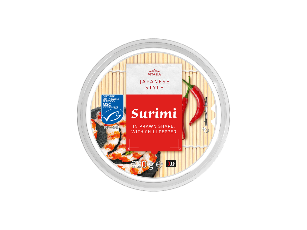 Vitasia Japanse stijl surimi in garnalenvorm met chilipeper, 320g