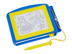 Magnetic drawing board with a yellow pen and blue frame