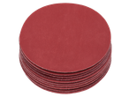 Raudonų Parkside® šlifavimo diskų krūva šlifuokliui.