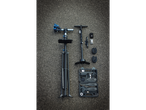 Bicycle repair kit: repair stand, pump, and tools.