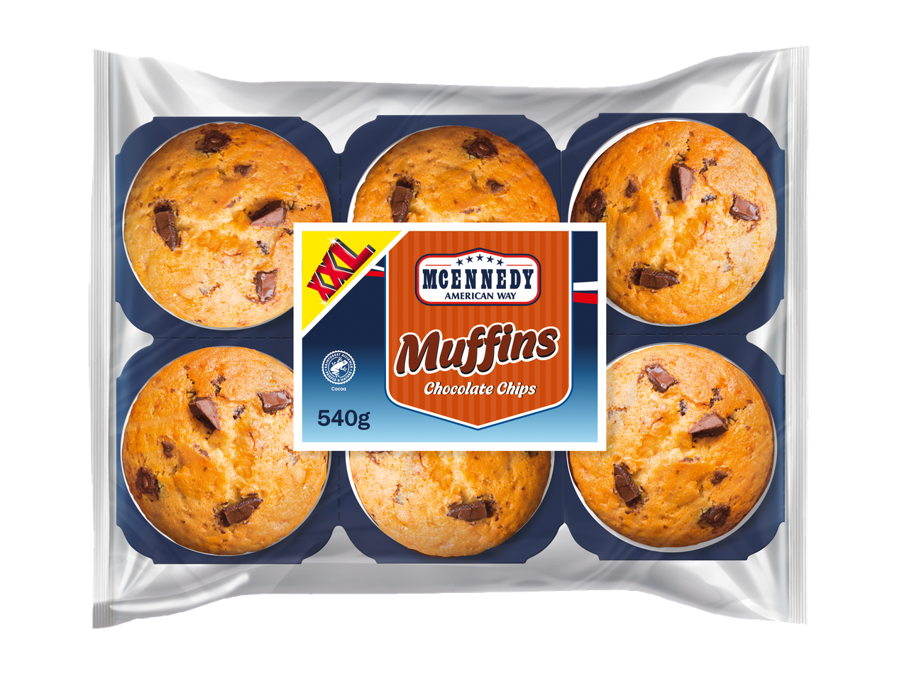 McEnnedy muffins, chocolade chips, 540g verpakking.