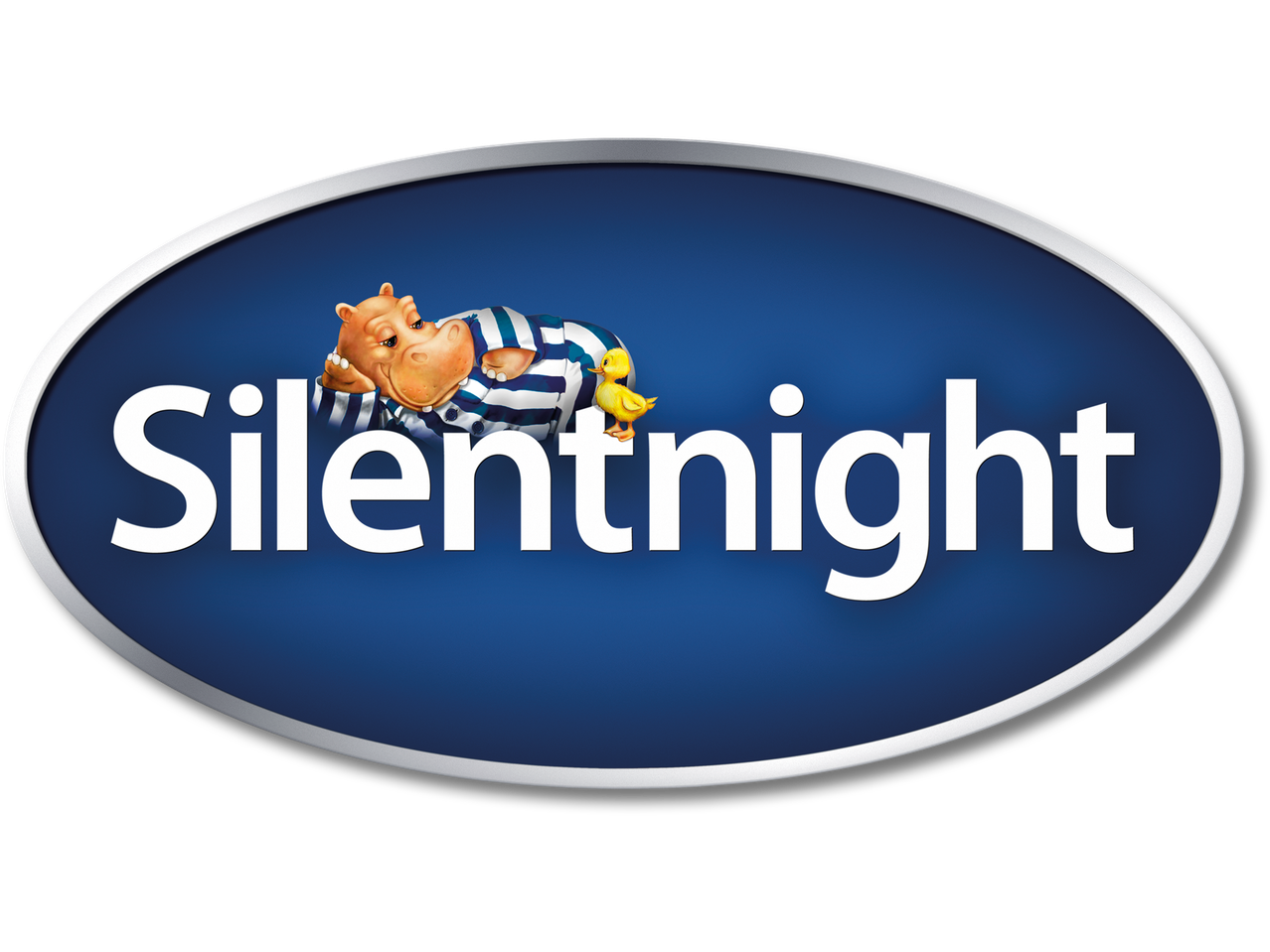 Silentnight logo featuring a hippopotamus and duckling.