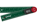 Un unghiometru digital verde cu o citire de 15,0 grade pe ecran.