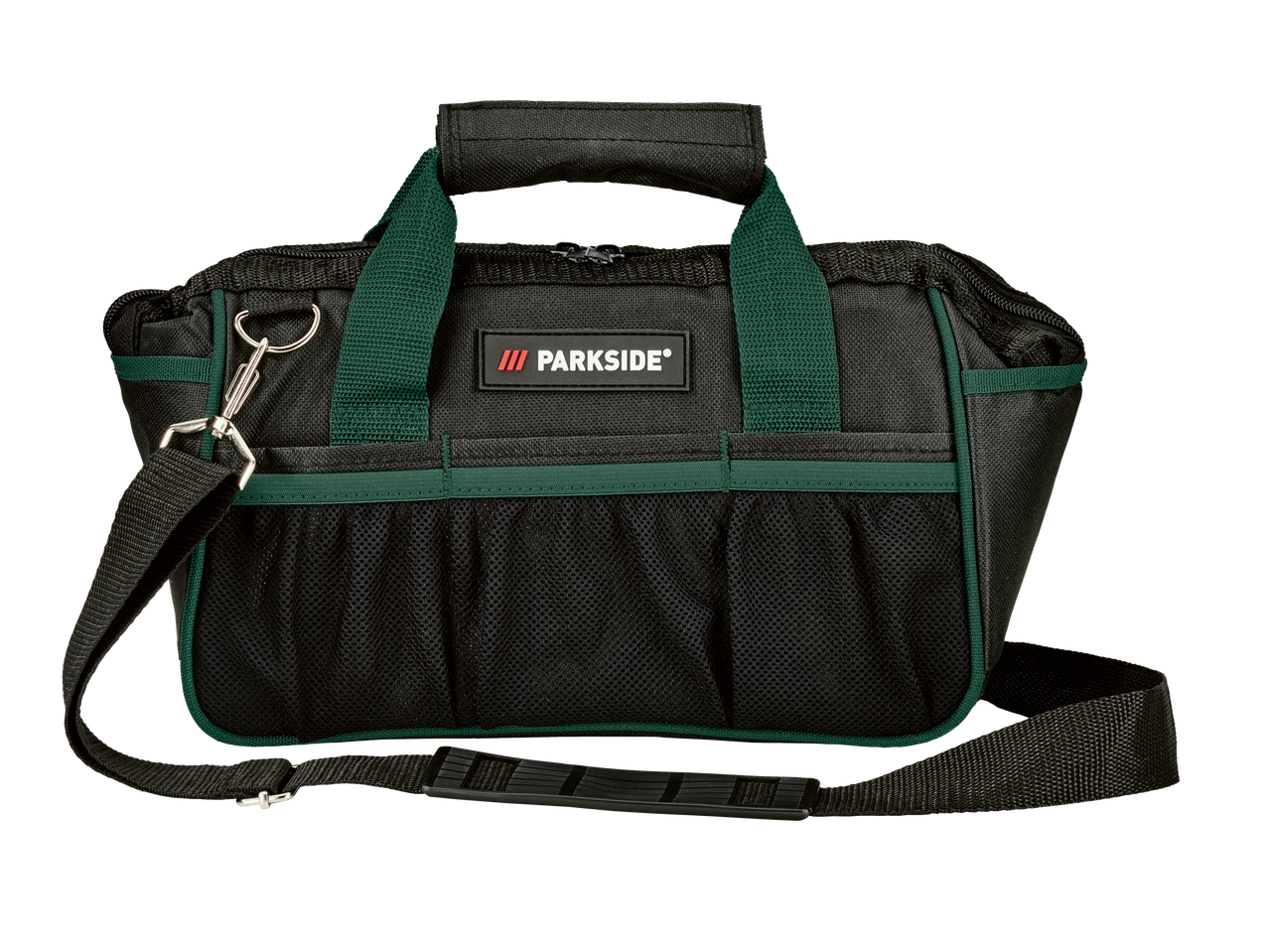 Schwarz-grüne Parkside Werkzeugtasche mit Schultergurt