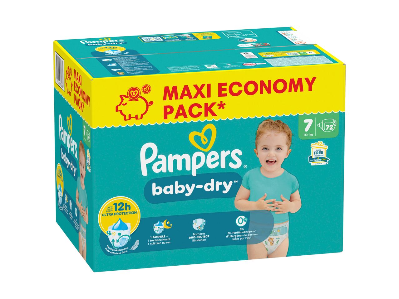 Pampers Baby-Dry Maxi Economy Pack Windeln, Größe 7 (15+ kg).