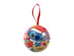 Stitch Christmas ornament with Santa hat, holding a cookie that says 'LOVE'.