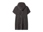 Dark grey hooded poncho towel, back view