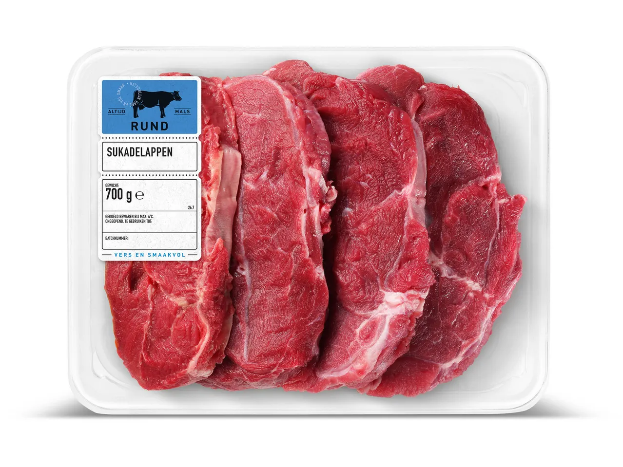 700g rundvlees in verpakking.