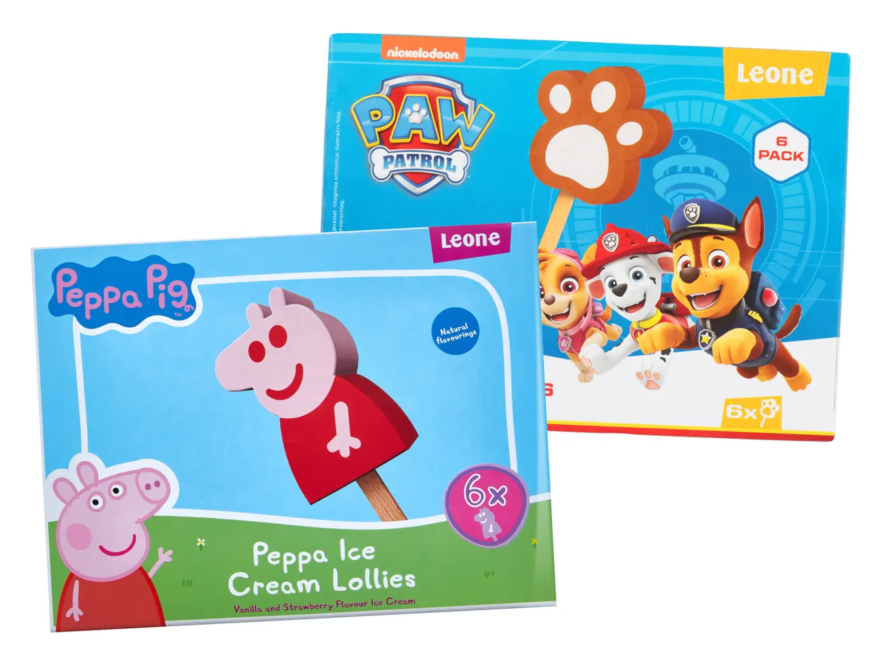 Dva kompleta za izdelavo lizijk z motivi Peppa Pig in Paw Patrol.