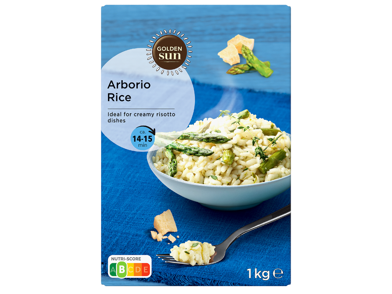 Опаковка ориз Арборио за ризото с аспержи, сирене и Nutri-Score A.