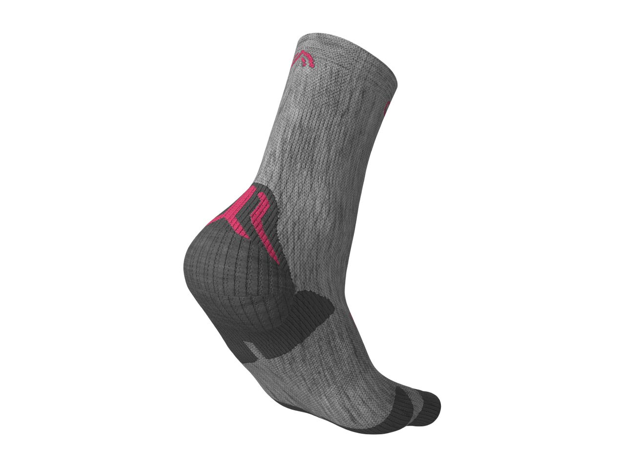 Grey and black functional sports sock with pink details