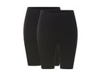 To par sorte, ribstrikkede cykelshorts til kvinder.