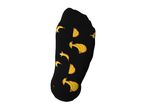 Black sock with a yellow banana pattern