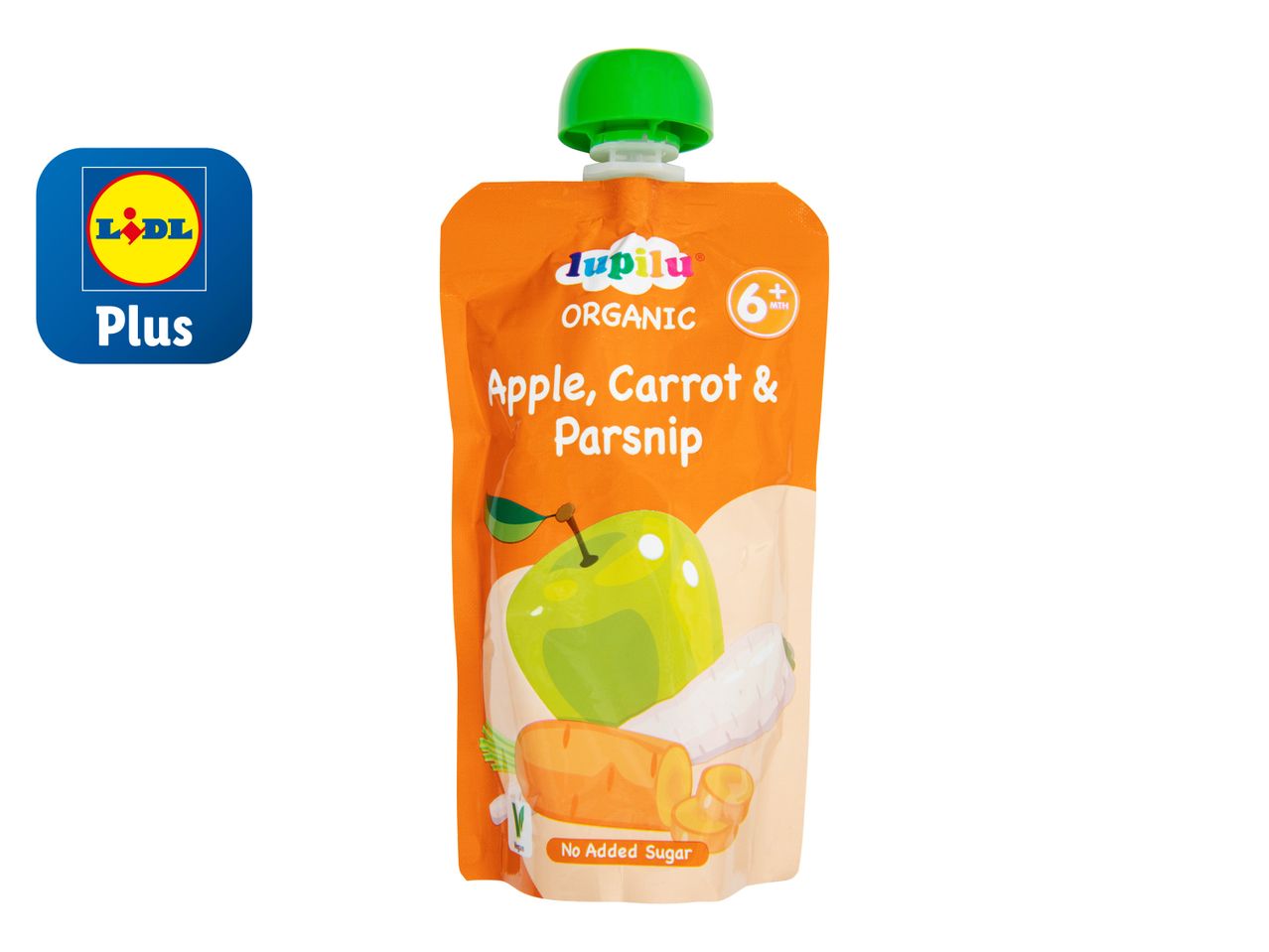 Go to full screen view: Lupilu Organic Baby Fruit & Veg Pouches Carrot, Apple & Parsnip - Image 1