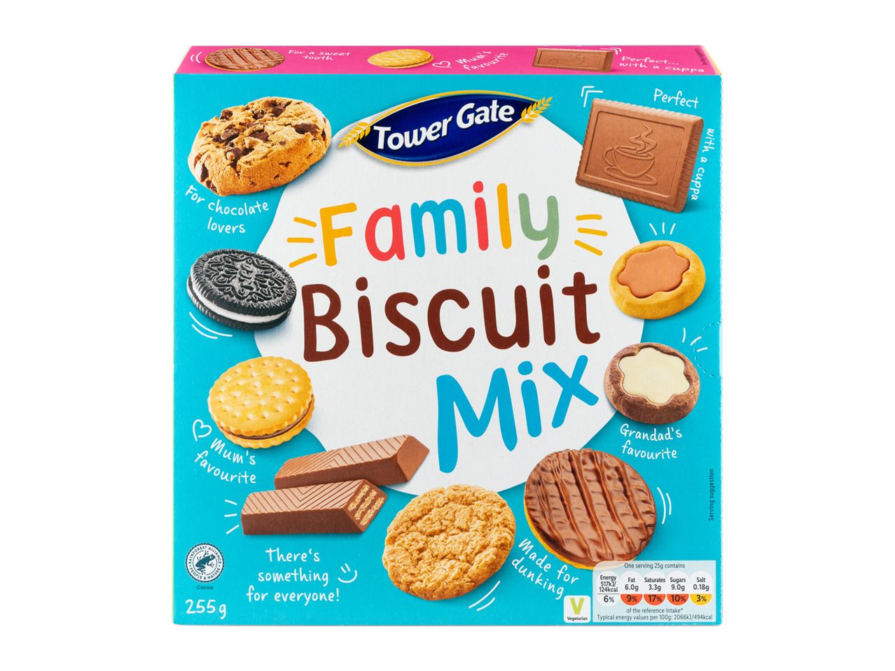 Tower Gate Family Biscuit Mix: chocolate biscuits, cookies, and wafers.